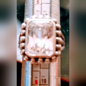 Vintage White Clear Quartz Sterling Silver 925 Ridge design SZ ,7.5 Ring